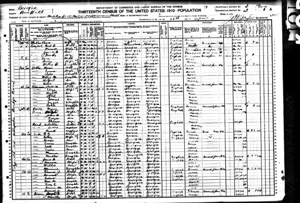 This family moved a lot. Left Pulaski and went to Tattnall in 1880 then to Coffee county in 1900 where he filed an indigent pension request in 1909. Finally ended up here.