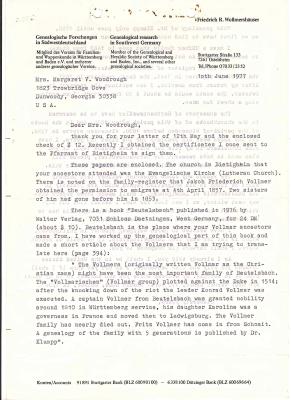 VOLLMER GENEALOGY REPORT