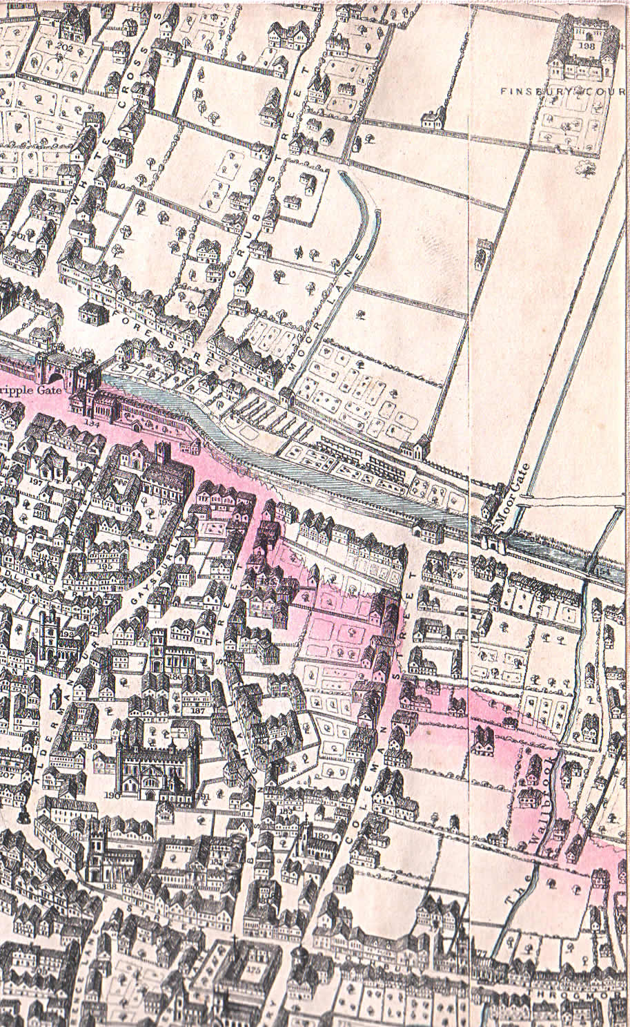 This map of London shows the location of St. Alphage. It was at the "cripple gate" entrance through the London wall.