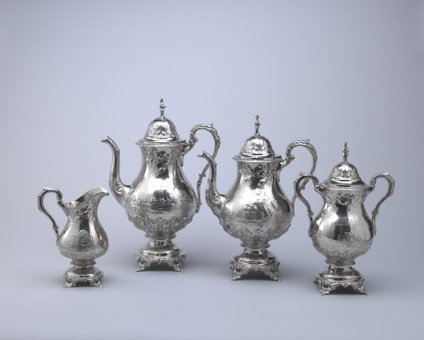 Beggs and Smith Coin silver tea set