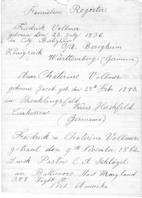 VOLLMER FAMILY REGISTER
