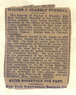 WALTER J. BLAKELY OBITUARY